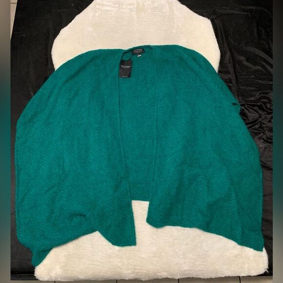 New John Branigan Weavers Poncho Ruana Forest Green Wool Blend One‎ Size NWT - Picture 1 of 6